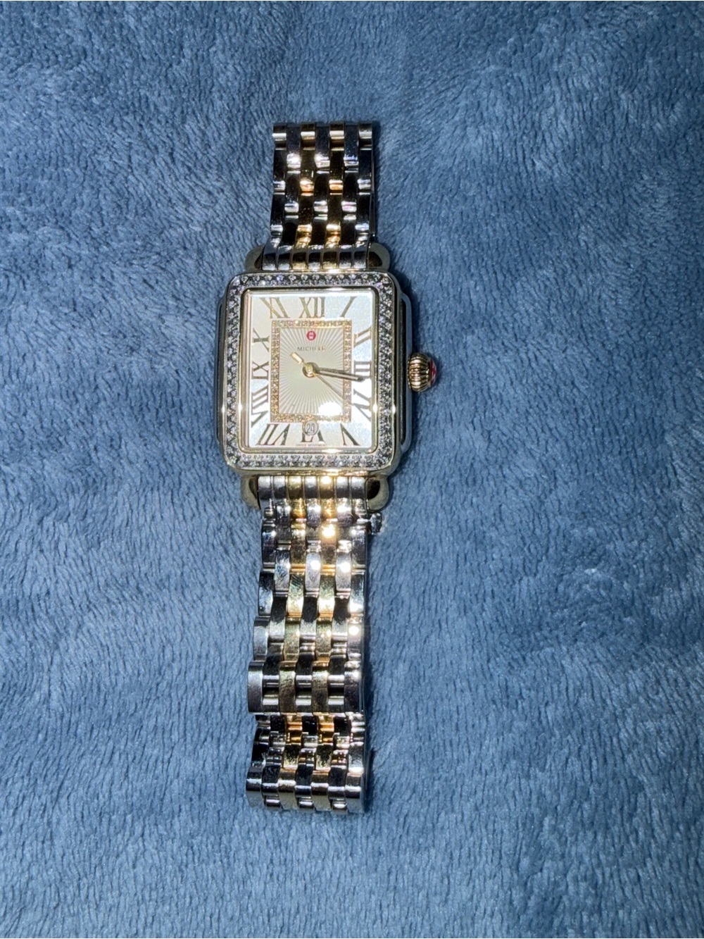 Michele Deco Madison Diamond Dial Watch Head and Two Tone Bracelet, 33mm